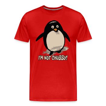 I'm not chubby, cute penguin - Men's Premium Organic T-Shirt - red - Front - Damien (186cm)