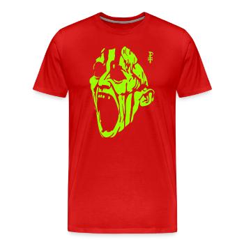 L’homme monstre vert hurlant - T-shirt bio Premium Homme - rouge - Devant - Damien (186cm)