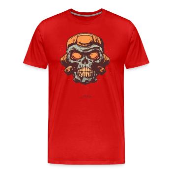 Crâne de dessin animé comique vintage rétro - T-shirt bio Premium Homme - rouge - Devant - Damien (186cm)