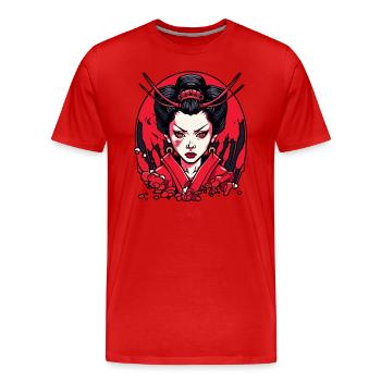 Anime Geisha - Männer Premium Bio T-Shirt - Rot - Vorne - Damien (186cm)