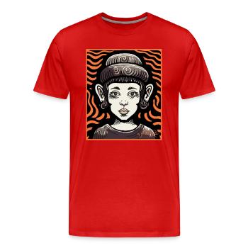 A super cool abstract woman - Men's Premium Organic T-Shirt - red - Front - Damien (186cm)