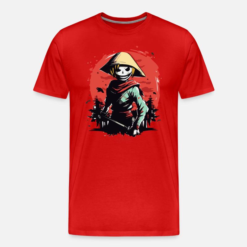 Schlanker Reisbauer Zombie Samurai - Männer Premium Bio T-Shirt - Rot