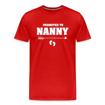 Promoted to Nanny Again Pregnancy Announcement - Men's Premium Organic T-Shirt - red - Front - Damien (186cm)