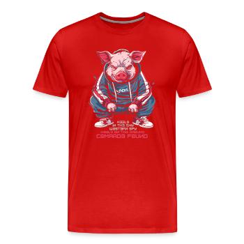 Westen Spion oder Genosse, slawisch Gopnik Schwein - Männer Premium Bio T-Shirt - Rot - Vorne - Damien (186cm)