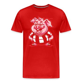 Eine Überraschung, molliges rundes Schwein - Männer Premium Bio T-Shirt - Rot - Vorne - Damien (186cm)