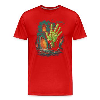 Die Verlies Zombie Hand - Männer Premium Bio T-Shirt - Rot - Vorne - Damien (186cm)