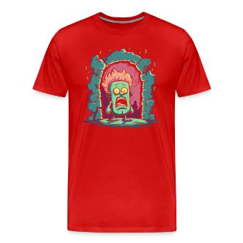 Petit Homme du Donjon - T-shirt bio Premium Homme - rouge - Devant - Damien (186cm)