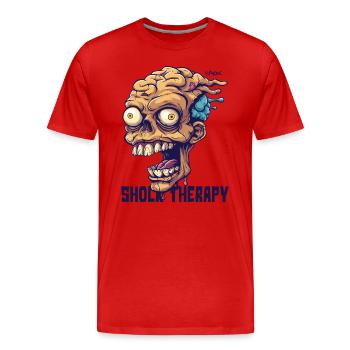 Thérapie de choc pour un crâne de zombie fou - T-shirt bio Premium Homme - rouge - Devant - Damien (186cm)