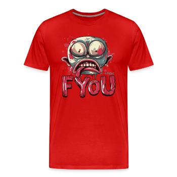 F*** you, zombie garden gnome - Men's Premium Organic T-Shirt - red - Front - Damien (186cm)