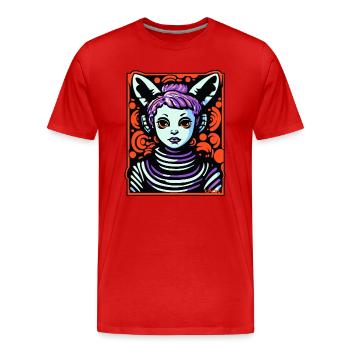 Sois qui tu es, mais sois chaleureux - T-shirt bio Premium Homme - rouge - Devant - Damien (186cm)
