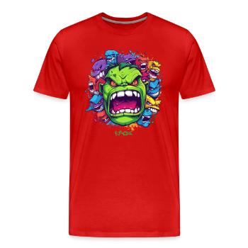viele coole Monster - Männer Premium Bio T-Shirt - Rot - Vorne - Damien (186cm)