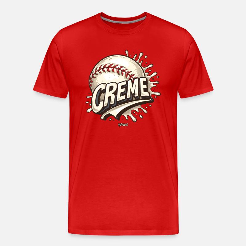 Baseball Creme - Männer Premium Bio T-Shirt - Rot