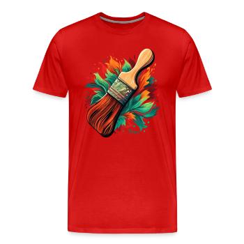 Pinceaux pour peintres - T-shirt bio Premium Homme - rouge - Devant - Damien (186cm)