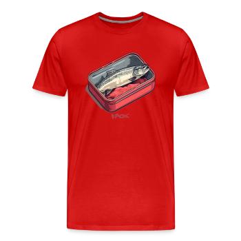 Eine Forelle in der Dose - Männer Premium Bio T-Shirt - Rot - Vorne - Damien (186cm)