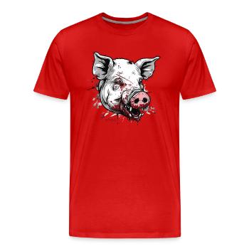 Big Scars: White Zombie Pig - Men's Premium Organic T-Shirt - red - Front - Damien (186cm)