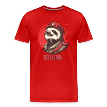 Parodie Kommunismus Faultier Kamerad Revolution - Männer Premium Bio T-Shirt - Rot - Vorne - Damien (186cm)