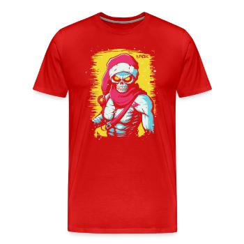 Fit Muscles : Crâne Squelette Père Noël - T-shirt bio Premium Homme - rouge - Devant - Damien (186cm)