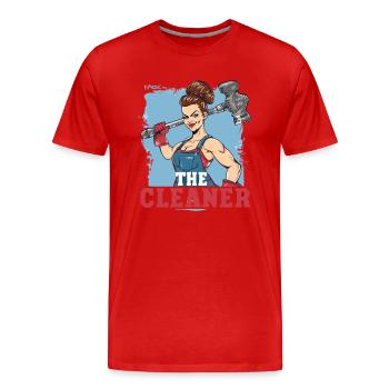 A cleaning lady with a big hammer - Men's Premium Organic T-Shirt - red - Front - Damien (186cm)