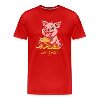 Restauration rapide : burgers de restauration rapide, frites, porc - T-shirt bio Premium Homme - rouge - Devant - Damien (186cm)