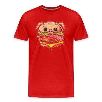 Sau Burger Schwein - Männer Premium Bio T-Shirt - Rot - Vorne - Damien (186cm)