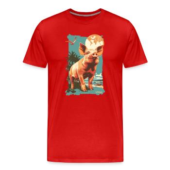 Art Deco Urlaub Reise Palen Strand Schwein - Männer Premium Bio T-Shirt - Rot - Vorne - Damien (186cm)