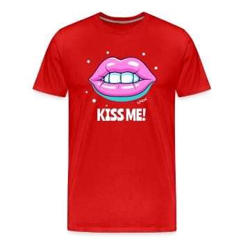 Couleurs acidulées Mun, embrasse-moi ! - T-shirt bio Premium Homme - rouge - Devant - Damien (186cm)