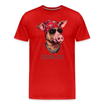 2Pig4Life Hip-Hop Rap Gangster MC Rappeur Cochon - T-shirt bio Premium Homme - rouge - Devant - Damien (186cm)