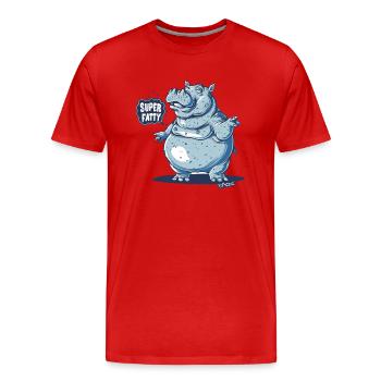 Super Thick Chubby Cartoon Hippopotamus - Men's Premium Organic T-Shirt - red - Front - Damien (186cm)