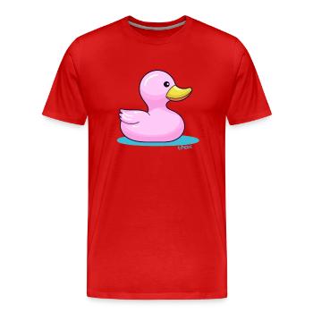 Eine Bonbon-farbene Badewannen Gummi Ente - Männer Premium Bio T-Shirt - Rot - Vorne - Damien (186cm)