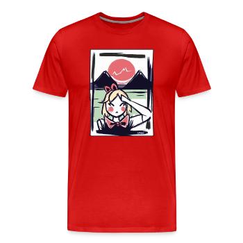 Japanisches Mädchen in Japan unter der roten Sonne - Männer Premium Bio T-Shirt - Rot - Vorne - Damien (186cm)