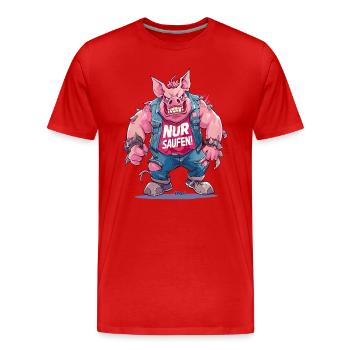 Le cochon à bascule de fête veut juste se bagarrer et boire - T-shirt bio Premium Homme - rouge - Devant - Damien (186cm)
