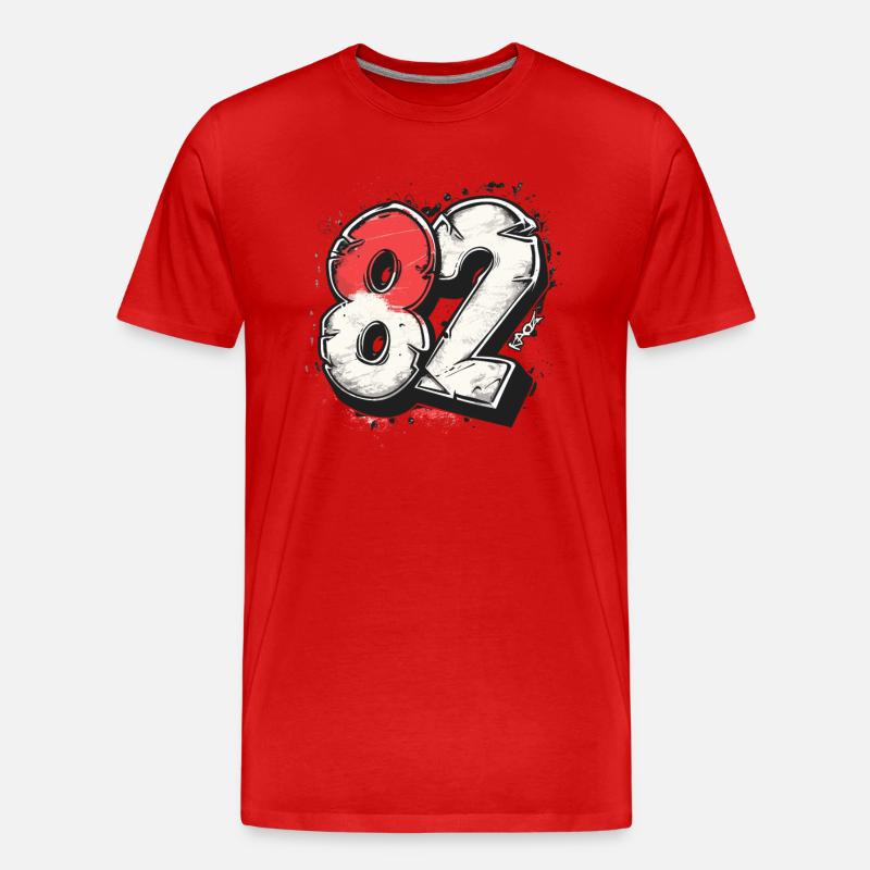 Nummer 82 oder 1982 - Männer Premium Bio T-Shirt - Rot