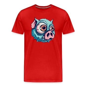 Juste un autre cochon psychopathe zombie de dessin animé - T-shirt bio Premium Homme - rouge - Devant - Damien (186cm)