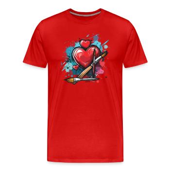 Art Graffiti: Paint Brushes and Hearts - Men's Premium Organic T-Shirt - red - Front - Damien (186cm)