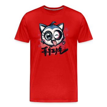 Graffiti-Wand-Japan Anime: Freche Katze - Männer Premium Bio T-Shirt - Rot - Vorne - Damien (186cm)