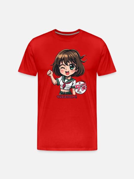 Frække anime pige løfter knytnæven for frihed - Herre Premium T-shirt økologisk - rød