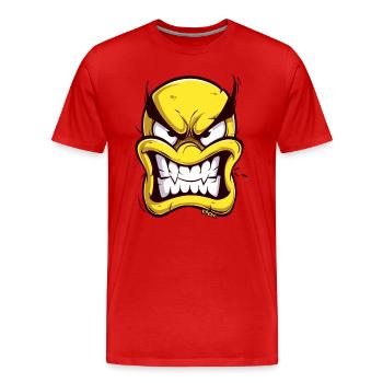 Visage de dessin animé en colère - T-shirt bio Premium Homme - rouge - Devant - Damien (186cm)