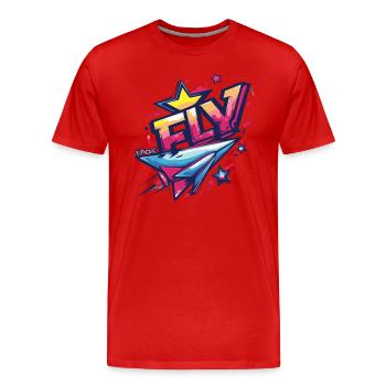 Avion en papier volant, avion en papier - T-shirt bio Premium Homme - rouge - Devant - Damien (186cm)