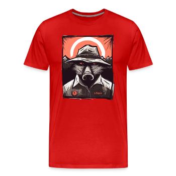 Witziges Natur und Outdoor Ranger Schwein - Männer Premium Bio T-Shirt - Rot - Vorne - Damien (186cm)