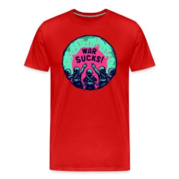 Des soldats de dessins animés unis : la guerre, c’est nul - T-shirt bio Premium Homme - rouge - Devant - Damien (186cm)