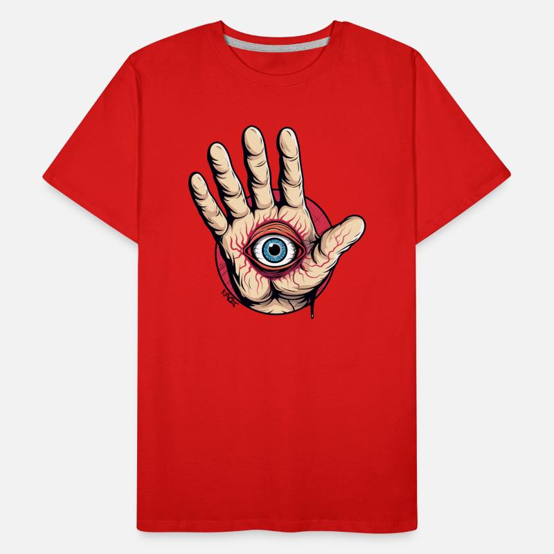 Main avec œil : Attention ! T-shirt bio Premium Homme