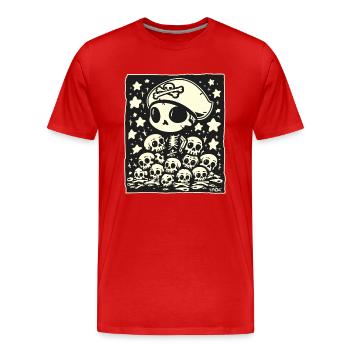 Crâne de pirate Chibi - T-shirt bio Premium Homme - rouge - Devant - Damien (186cm)