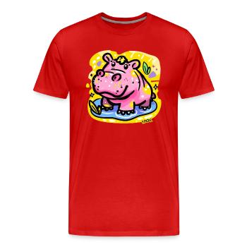 Buntes und niedliches Nilpferd - Männer Premium Bio T-Shirt - Rot - Vorne - Damien (186cm)