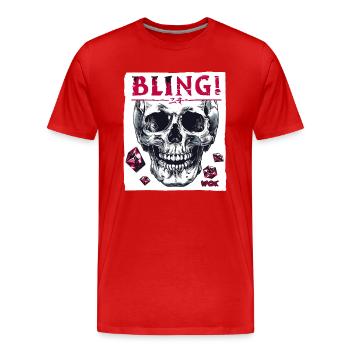 Diamants, rubis et crânes - T-shirt bio Premium Homme - rouge - Devant - Damien (186cm)