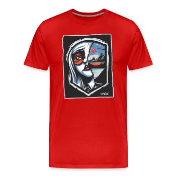 Abstract Anime Cartoon Woman and Nature - Men's Premium Organic T-Shirt - red - Front - Damien (186cm)