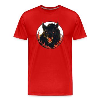 Terrifiant loup-garou maléfique de l’enfer - T-shirt bio Premium Homme - rouge - Devant - Damien (186cm)