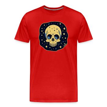 Drôle de crâne avec des étoiles dans le ciel - T-shirt bio Premium Homme - rouge - Devant - Damien (186cm)