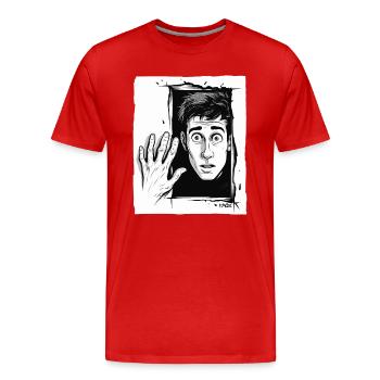 Abstrakt surrealistischer Cartoon Mann - Männer Premium Bio T-Shirt - Rot - Vorne - Damien (186cm)