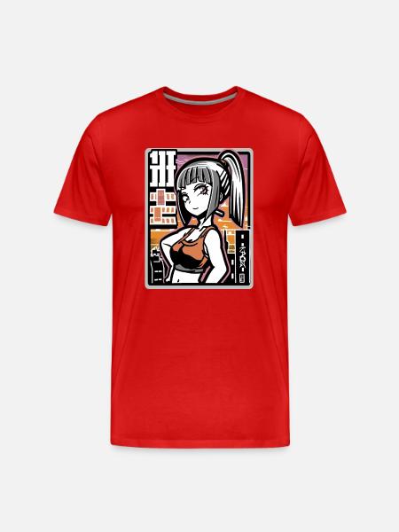 Anime freches Stadt Mädchen - Männer Premium Bio T-Shirt - Rot
