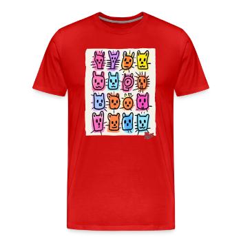 Lustige, alberne Tiere und Tiergesichter - Männer Premium Bio T-Shirt - Rot - Vorne - Damien (186cm)